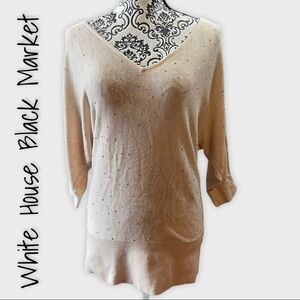 White house black market taupe vneck sweater